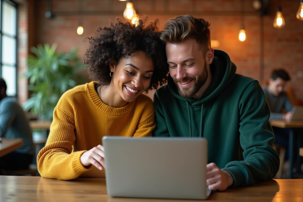 Deux collègues comparant des textes pour identifier un contenu généré par ChatGPT dans un espace de coworking