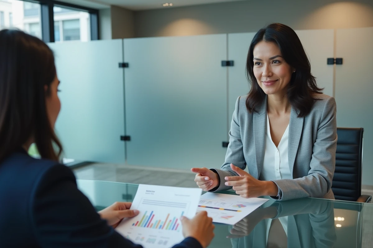 Conseillère financière présentant des options de placement alternatif à une cliente après la saturation de son livret d'épargne