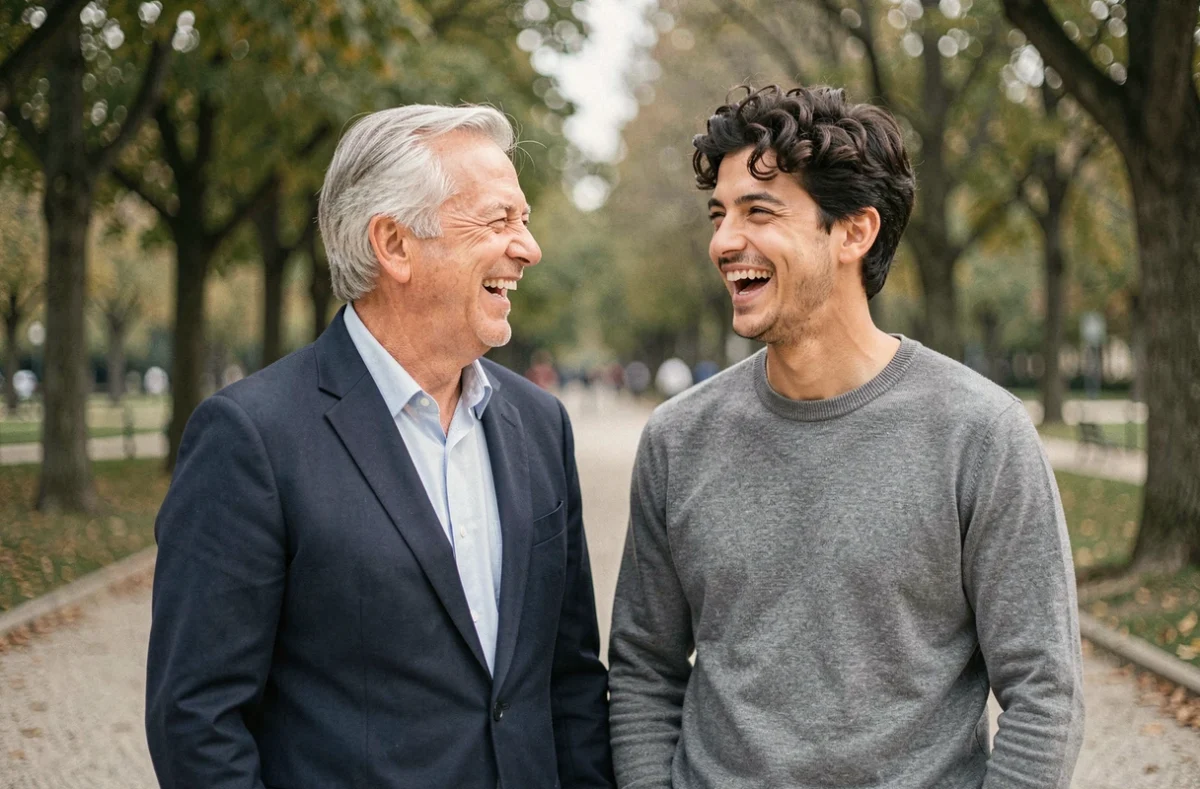 Yves Attal et son fils Gabriel réunis dans un parc parisien, complicité père et fils en 2026